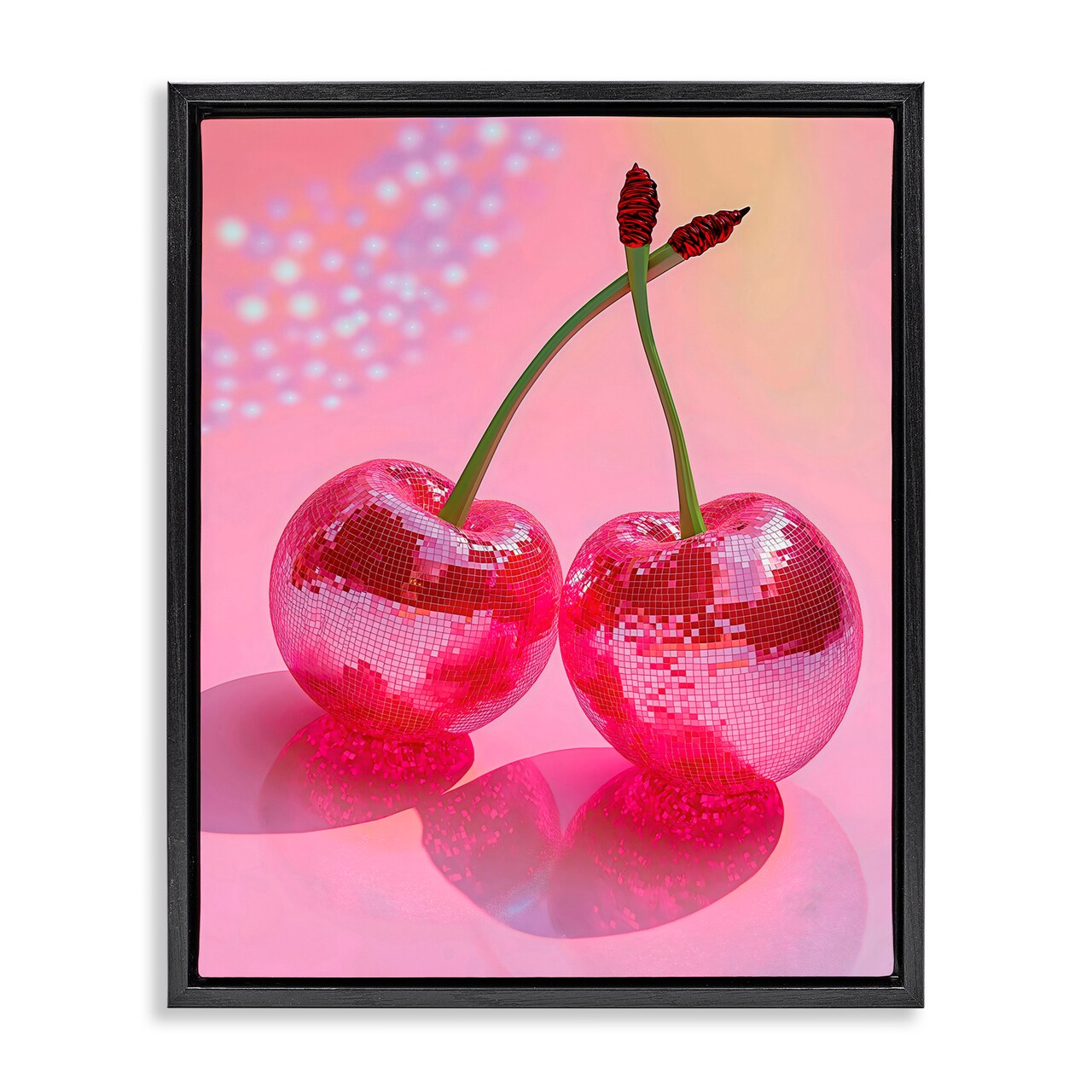 Stupell Industries Double Disco Cherries Black Framed Floater Canvas Wall Art, design by Creative Studio